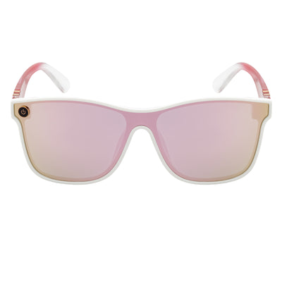 ZENITH - Mono Lens Shield Horn Rimmed Sunglasses White Red Pink Mirror