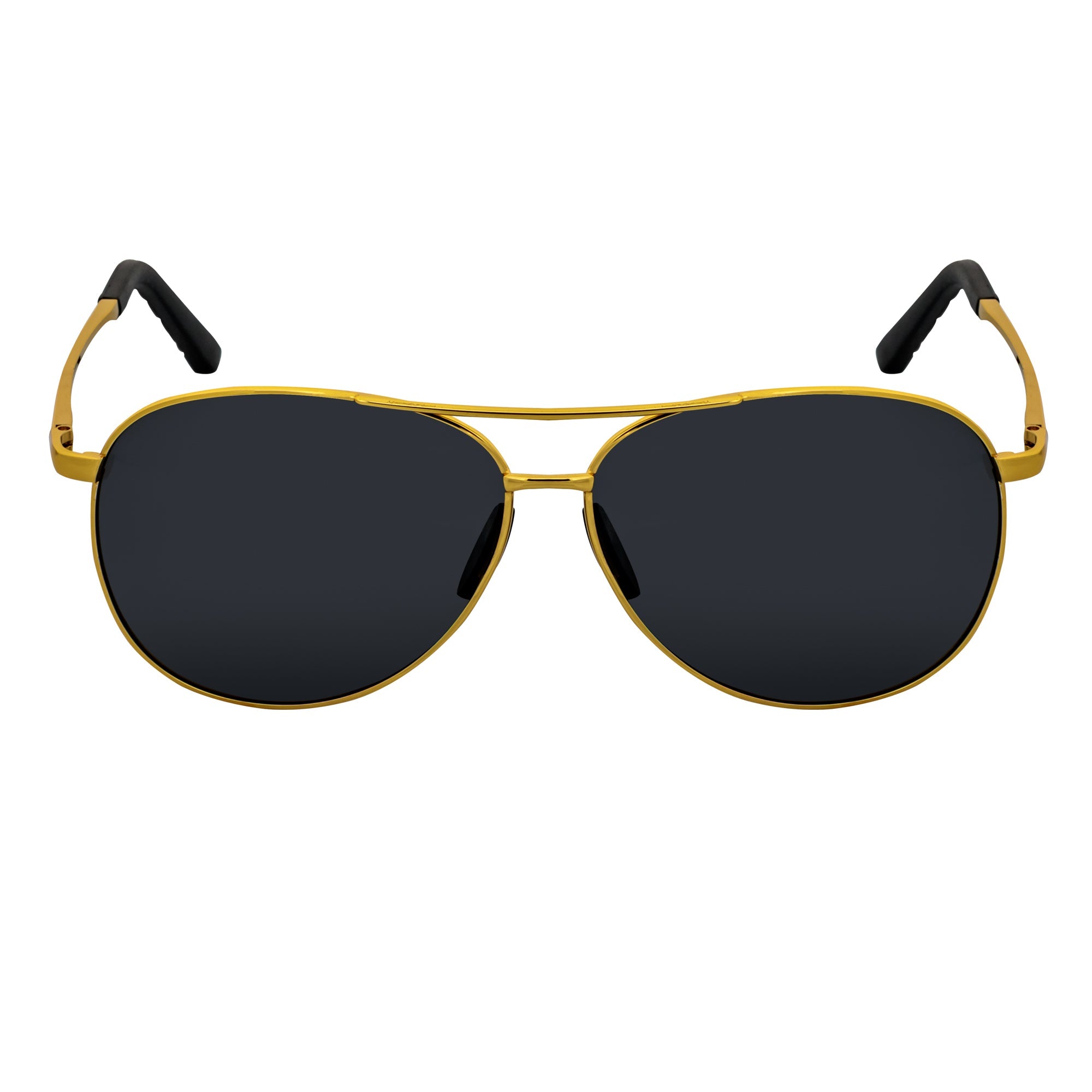 ACE - Polarized 90s Flex Arm Metal Round Aviator Sunglasses Gold Smoke