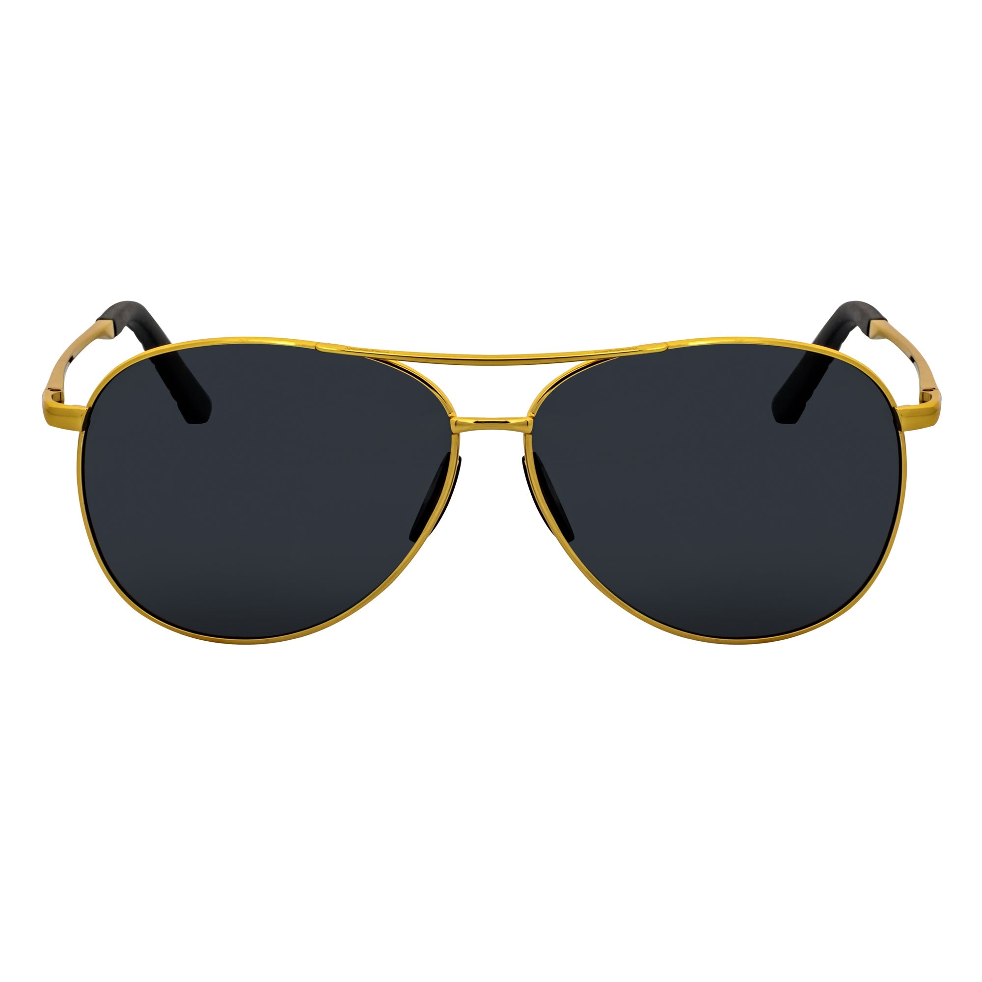 ACE - Polarized 90s Flex Arm Metal Round Aviator Sunglasses Gold Smoke