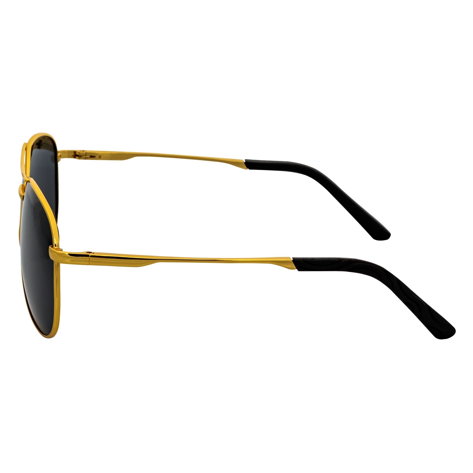 ACE - Polarized 90s Flex Arm Metal Round Aviator Sunglasses Gold Smoke