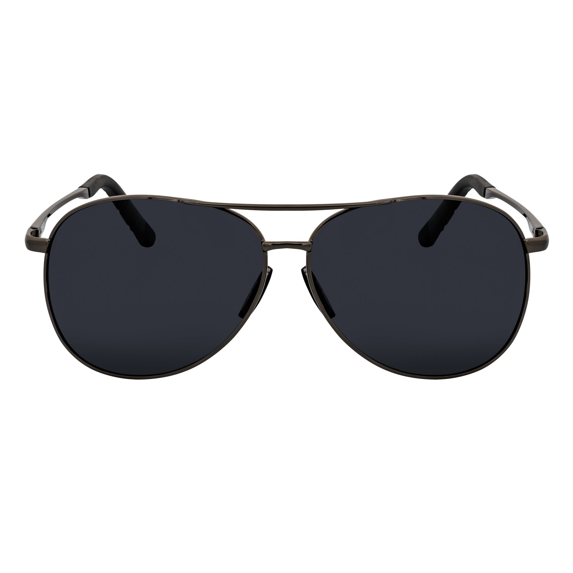ACE - Polarized 90s Flex Arm Metal Round Aviator Sunglasses Gunmetal Smoke