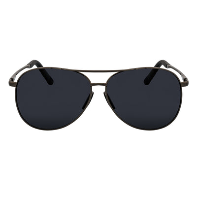 ACE - Polarized 90s Flex Arm Metal Round Aviator Sunglasses Gunmetal Smoke