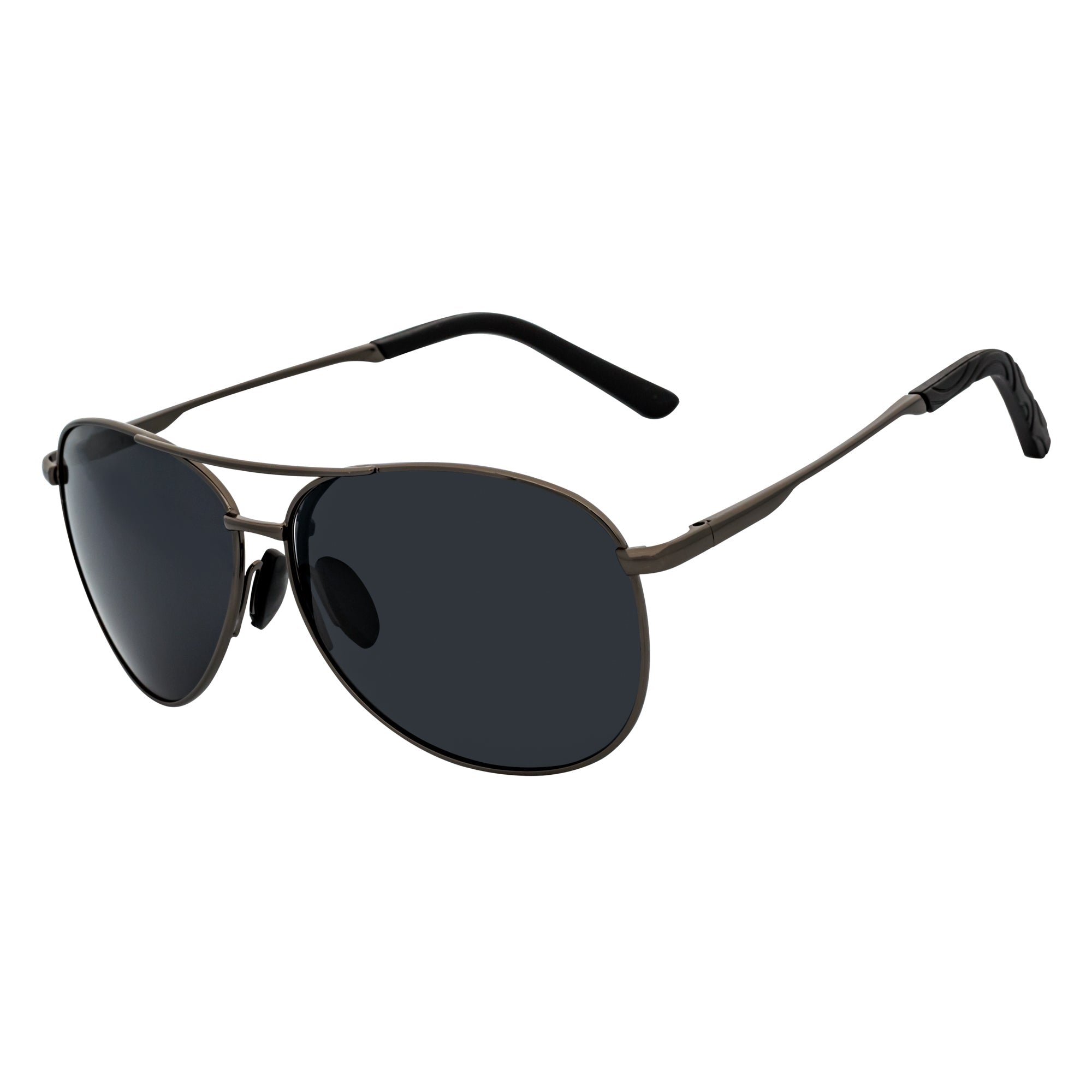 ACE - Polarized 90s Flex Arm Metal Round Aviator Sunglasses Gunmetal Smoke