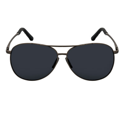 ACE - Polarized 90s Flex Arm Metal Round Aviator Sunglasses Gunmetal Smoke