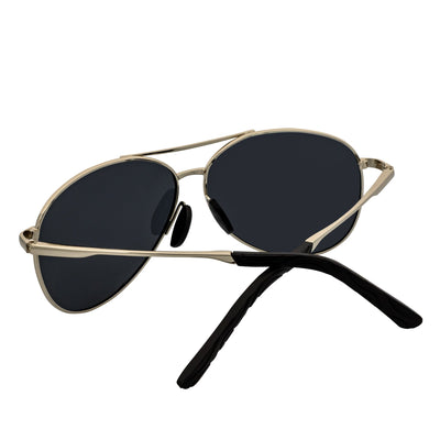 ACE - Polarized 90s Flex Arm Metal Round Aviator Sunglasses Silver Smoke