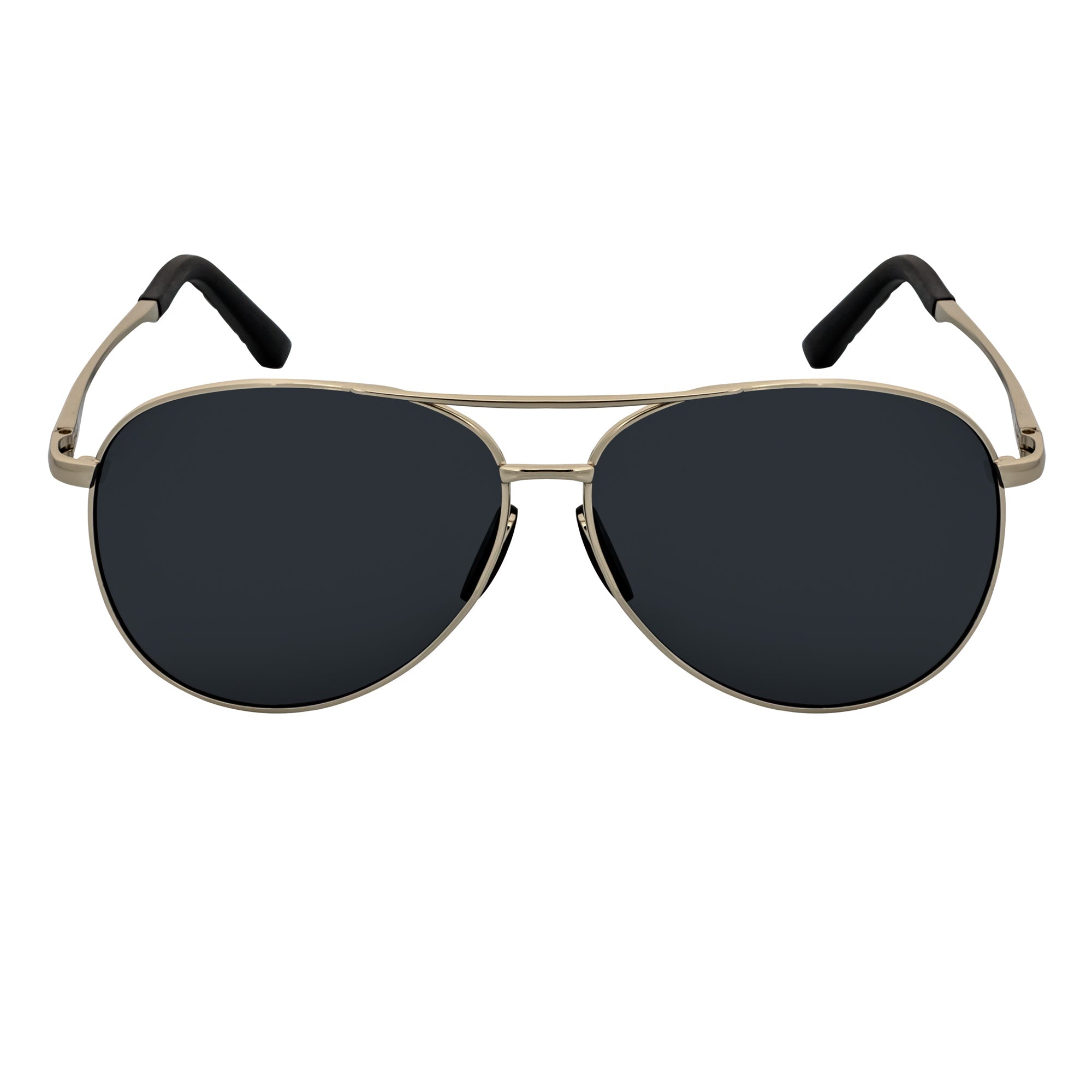 ACE - Polarized 90s Flex Arm Metal Round Aviator Sunglasses Silver Smoke