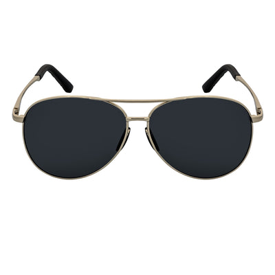 ACE - Polarized 90s Flex Arm Metal Round Aviator Sunglasses Silver Smoke