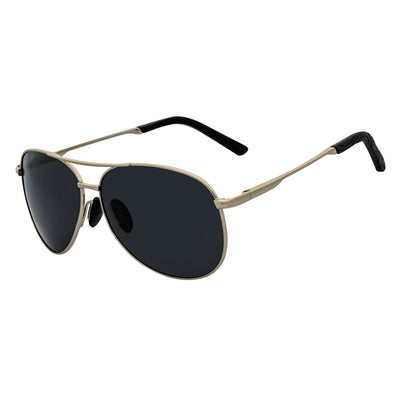 ACE - Polarized 90s Flex Arm Metal Round Aviator Sunglasses Silver Smoke