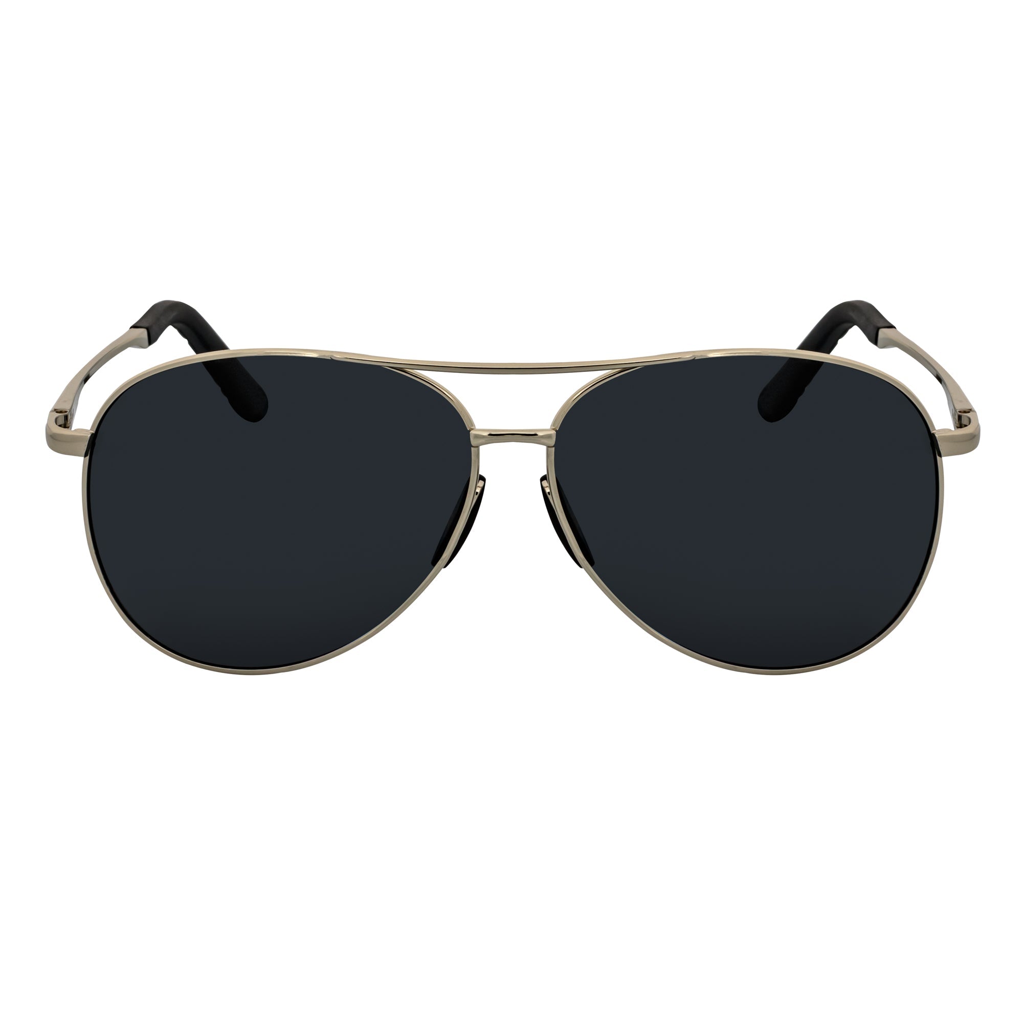 ACE - Polarized 90s Flex Arm Metal Round Aviator Sunglasses Silver Smoke
