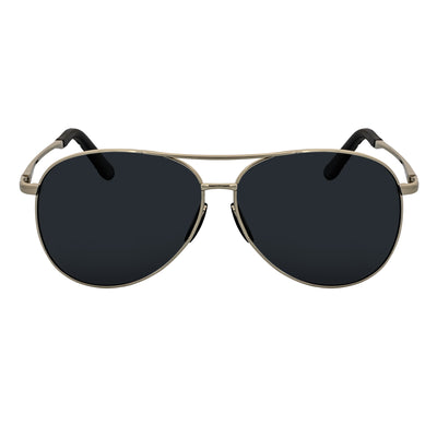 ACE - Polarized 90s Flex Arm Metal Round Aviator Sunglasses Silver Smoke