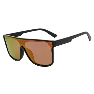 AEON - Flat Top Shield Polarized Sunglasses Mono Lens Black Purple Mirror