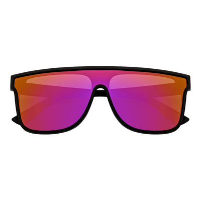 AEON - Flat Top Shield Polarized Sunglasses Mono Lens Black Purple Mirror