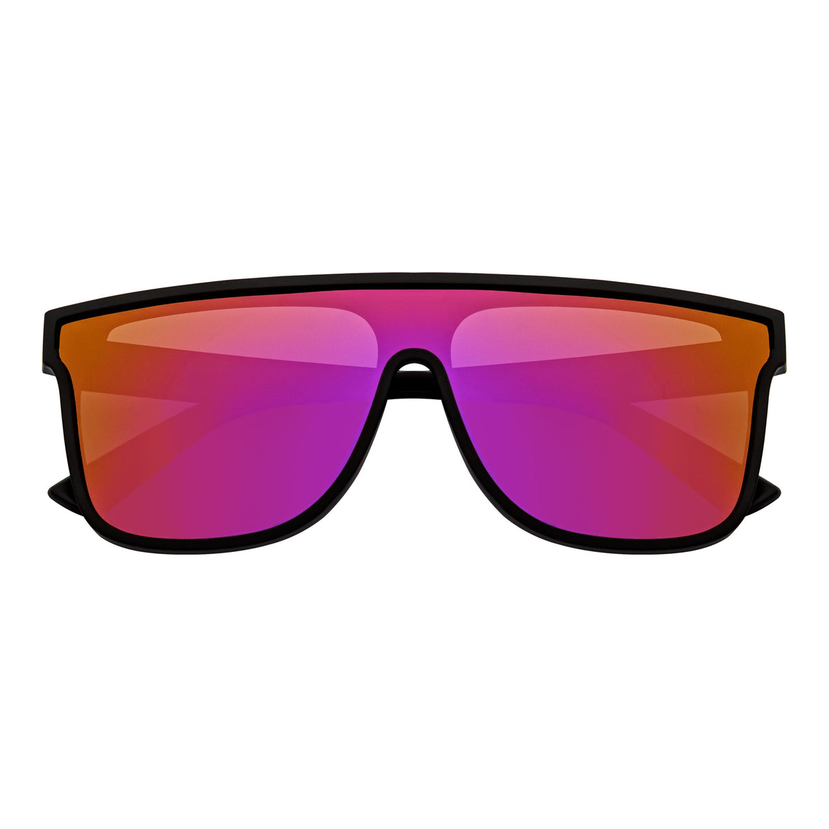 AEON - Flat Top Shield Polarized Sunglasses Mono Lens Black Purple Mirror