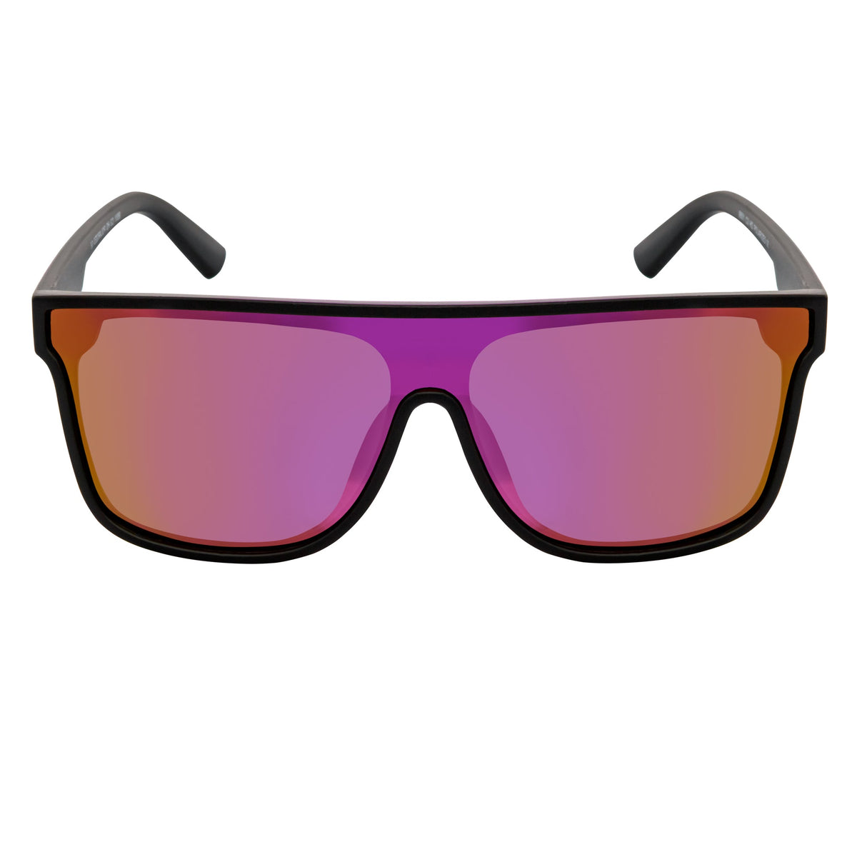 AEON - Flat Top Shield Polarized Sunglasses Mono Lens Black Purple Mirror