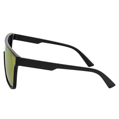 AEON - Flat Top Shield Polarized Sunglasses Mono Lens Black Purple Mirror