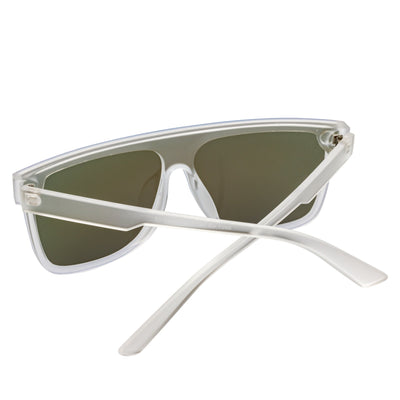 AEON - Flat Top Shield Polarized Sunglasses Mono Lens Frost Blue Mirror