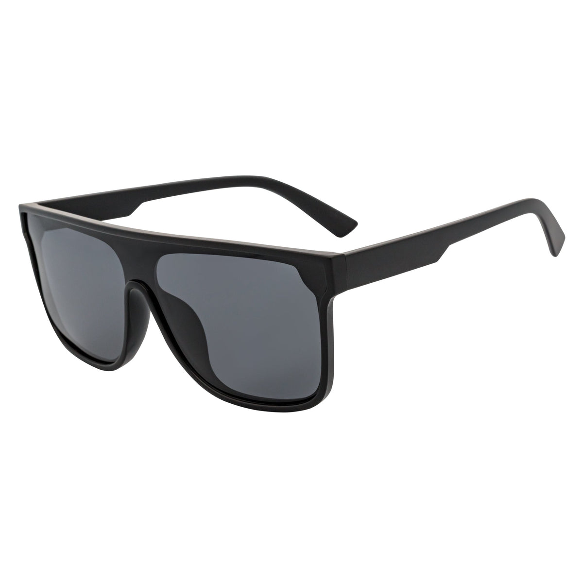 AEON - Square Flat Top Shield Polarized Sunglasses Mono Lens Black Smoke