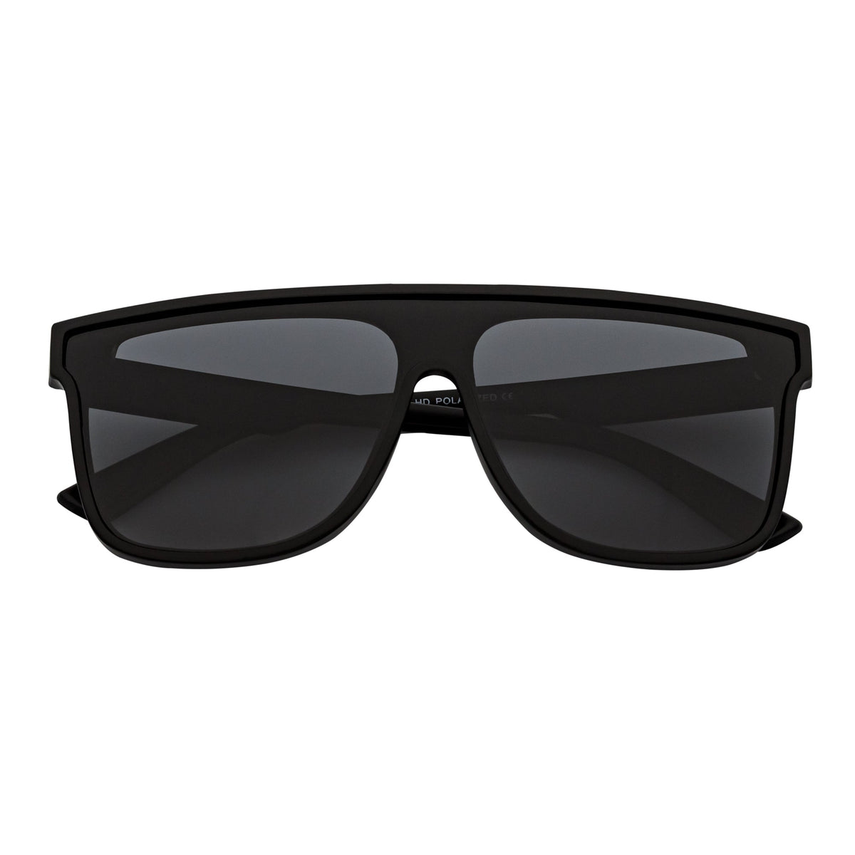 AEON - Square Flat Top Shield Polarized Sunglasses Mono Lens Black Smoke