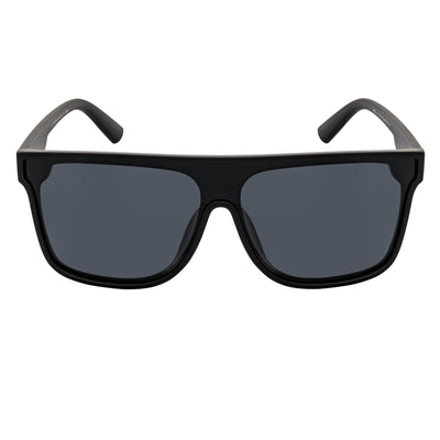 AEON - Square Flat Top Shield Polarized Sunglasses Mono Lens Black Smoke