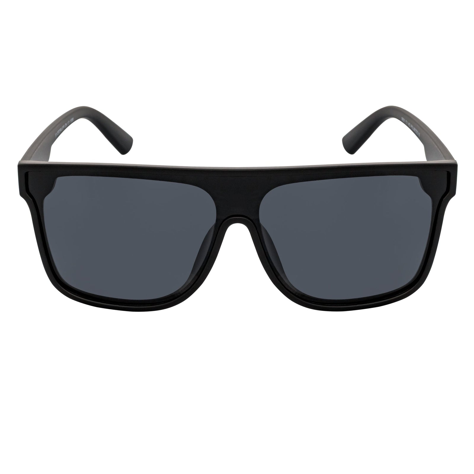 AEON - Square Flat Top Shield Polarized Sunglasses Mono Lens Black Smoke