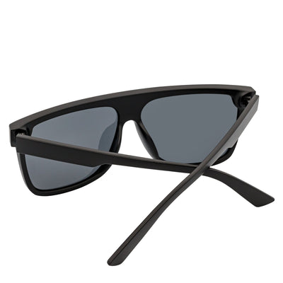 AEON - Square Flat Top Shield Polarized Sunglasses Mono Lens Black Smoke