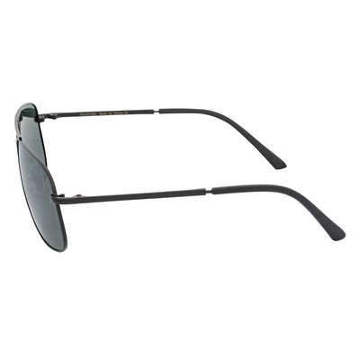 ANDERSON - Polarized Metal Square Aviator Black Sunglasses Green Lens