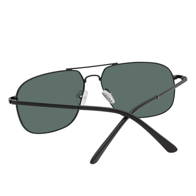 ANDERSON - Polarized Metal Square Aviator Black Sunglasses Green Lens