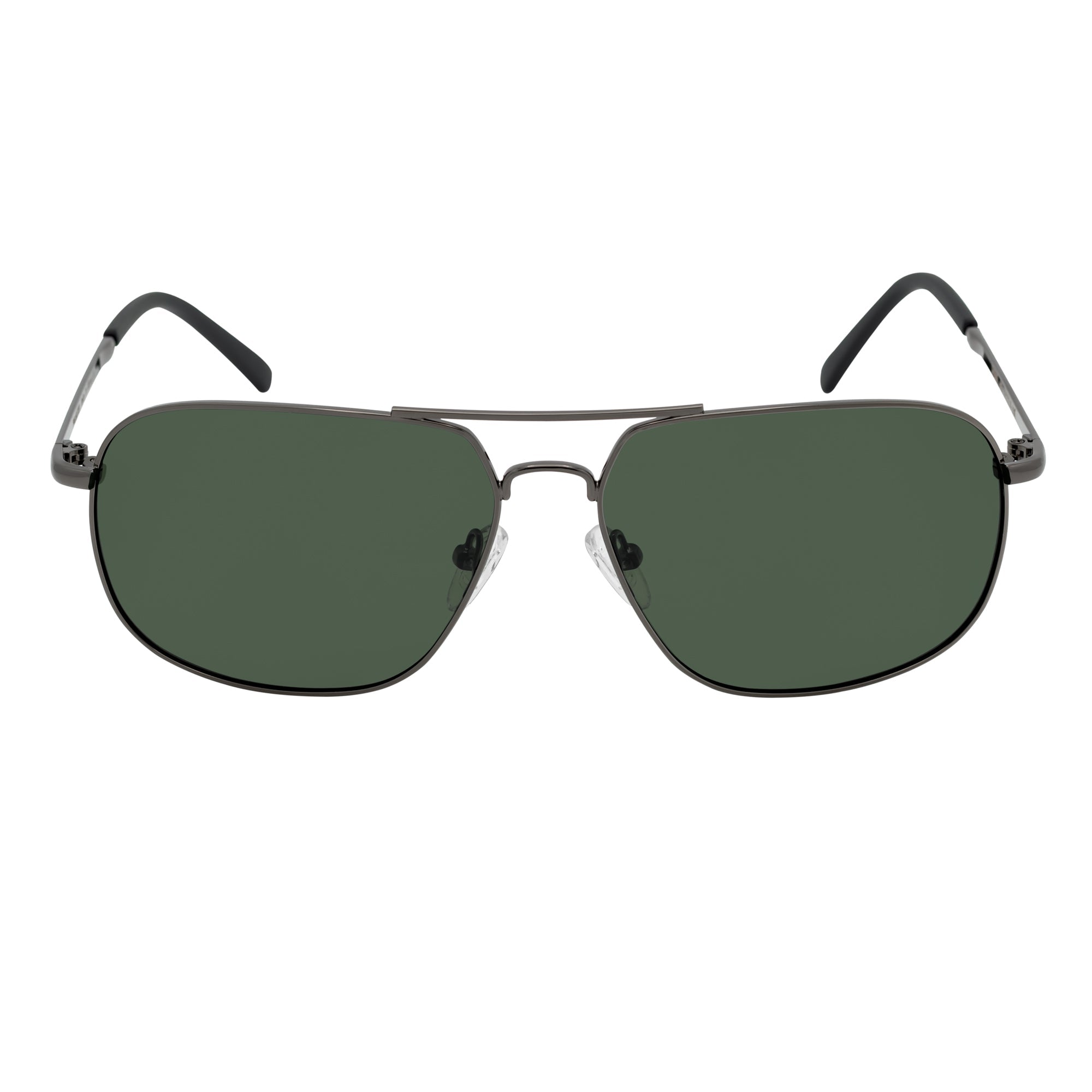 ANDERSON - Polarized Metal Square Aviator Gunmetal Sunglasses Green Lens