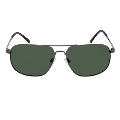ANDERSON - Polarized Metal Square Aviator Gunmetal Sunglasses Green Lens
