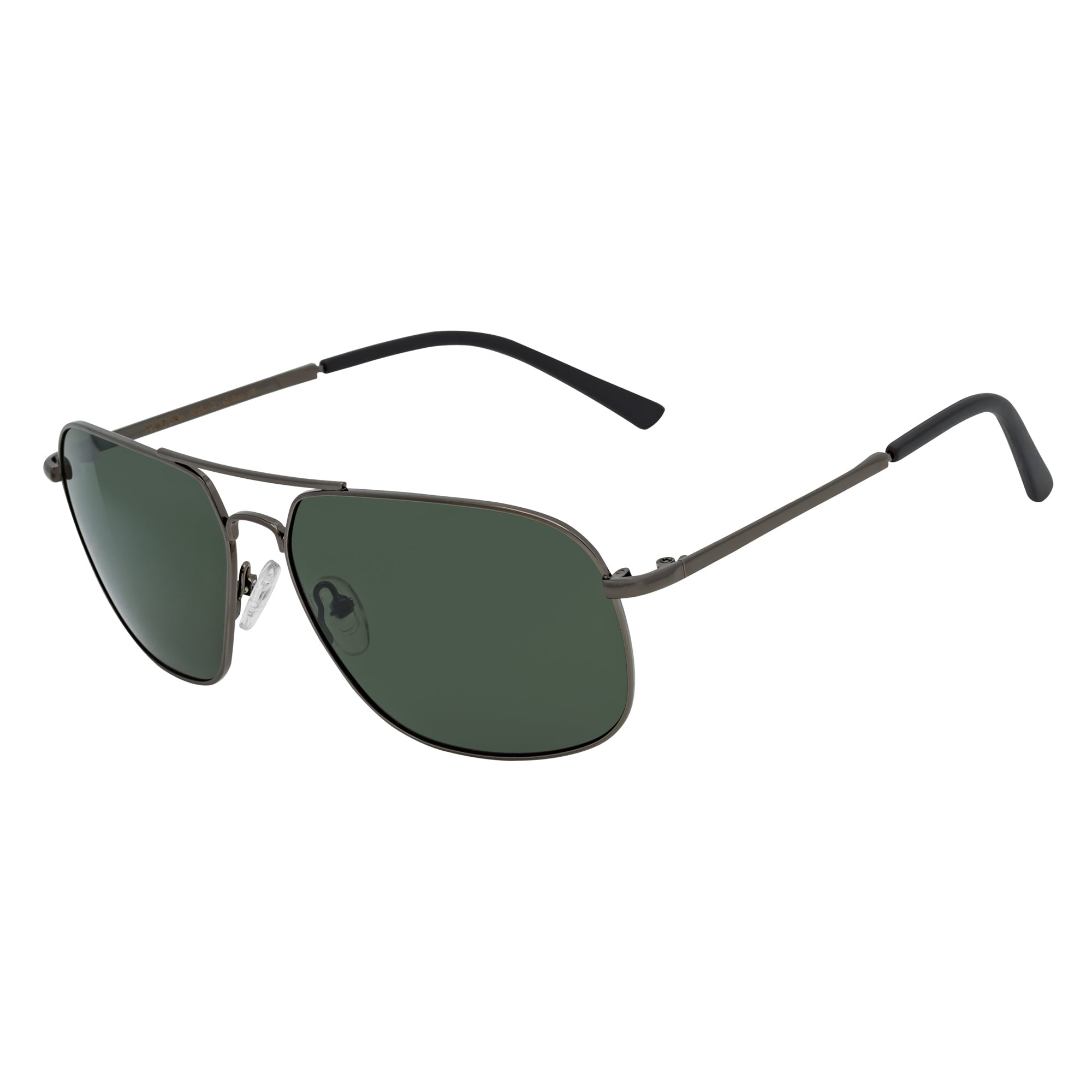 ANDERSON - Polarized Metal Square Aviator Gunmetal Sunglasses Green Lens