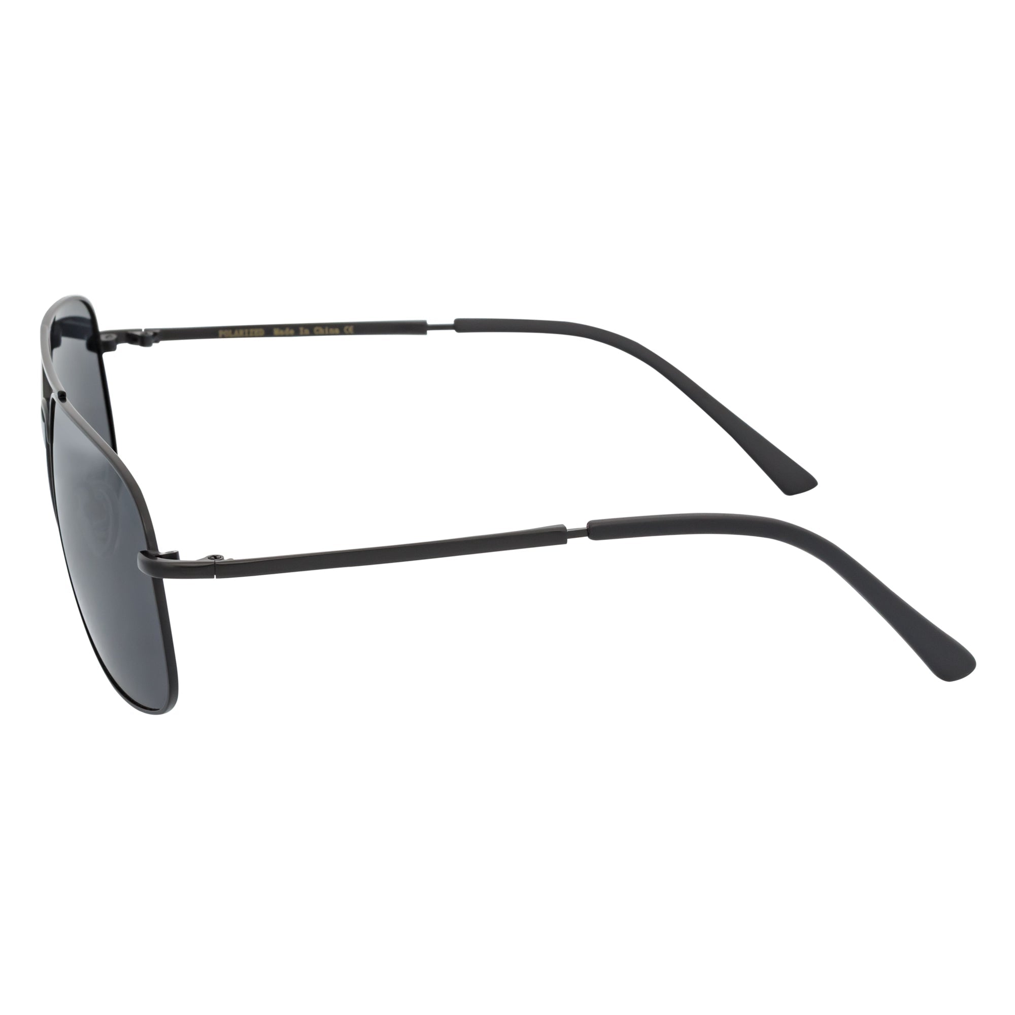 ANDERSON - Polarized Metal Square Aviator Sunglasses Black Smoke Lens