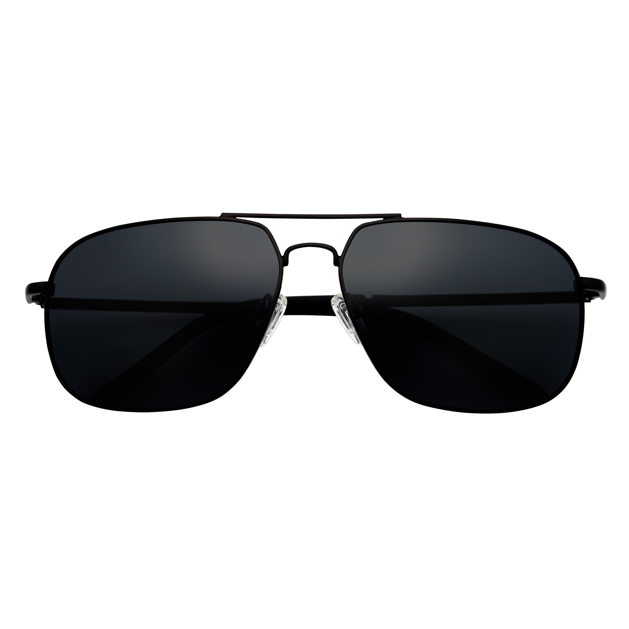 ANDERSON - Polarized Metal Square Aviator Sunglasses Black Smoke Lens
