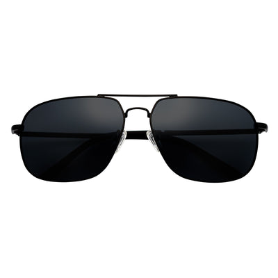 ANDERSON - Polarized Metal Square Aviator Sunglasses Black Smoke Lens