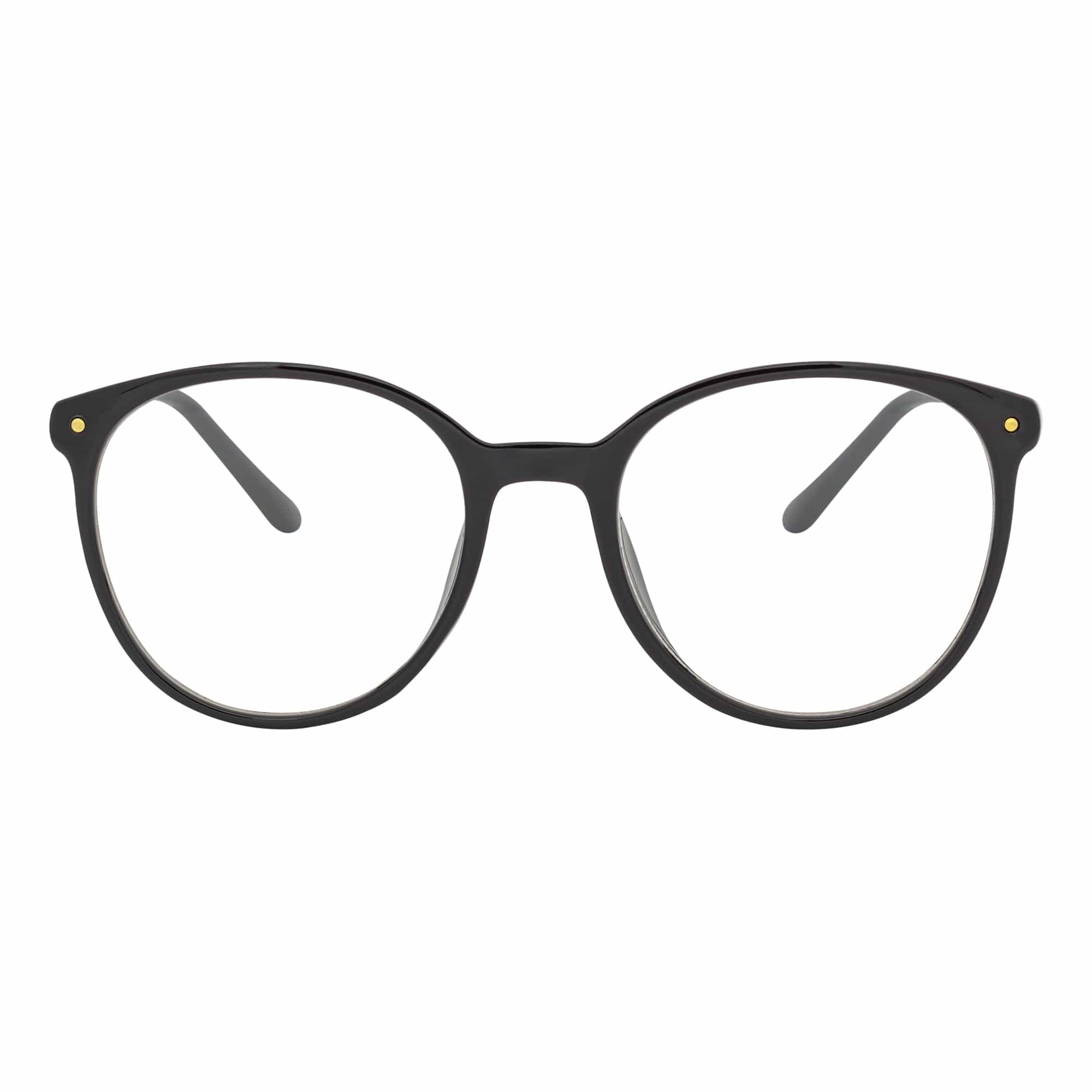 ARBUS - Round Horn Rimmed Blue Light Glasses Shiny Black Clear Lens