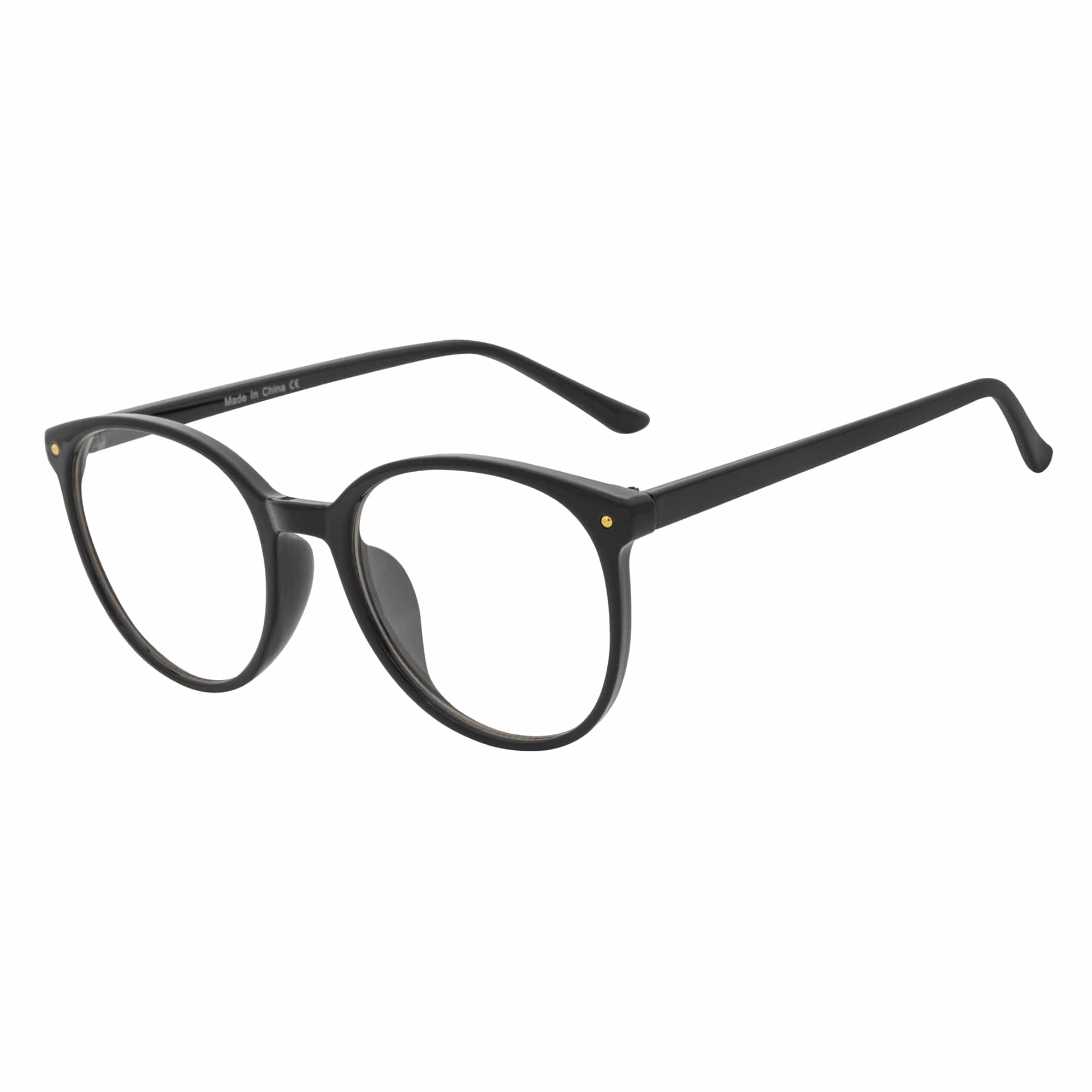 ARBUS - Round Horn Rimmed Blue Light Glasses Shiny Black Clear Lens - MorspecsM1111 - 1
