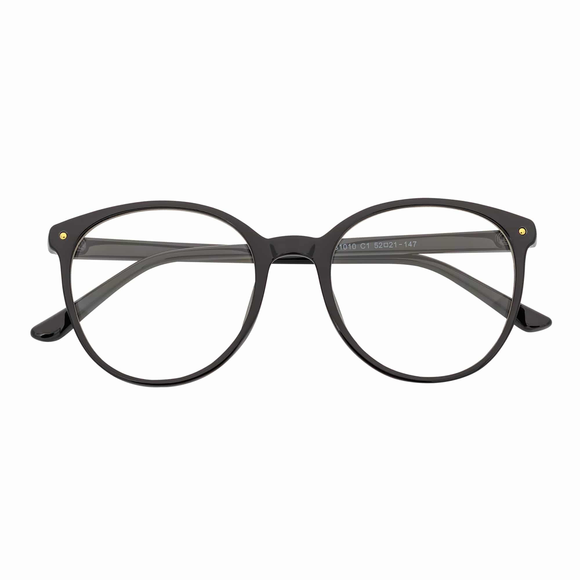 ARBUS - Round Horn Rimmed Blue Light Glasses Shiny Black Clear Lens - MorspecsM1111 - 1