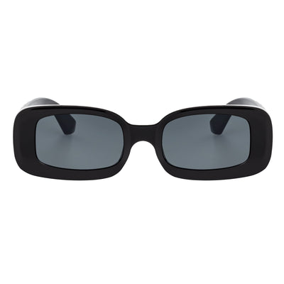 ASHER - Small Thick Frame Rectangle Sunglasses 90s Fashion Black Smoke