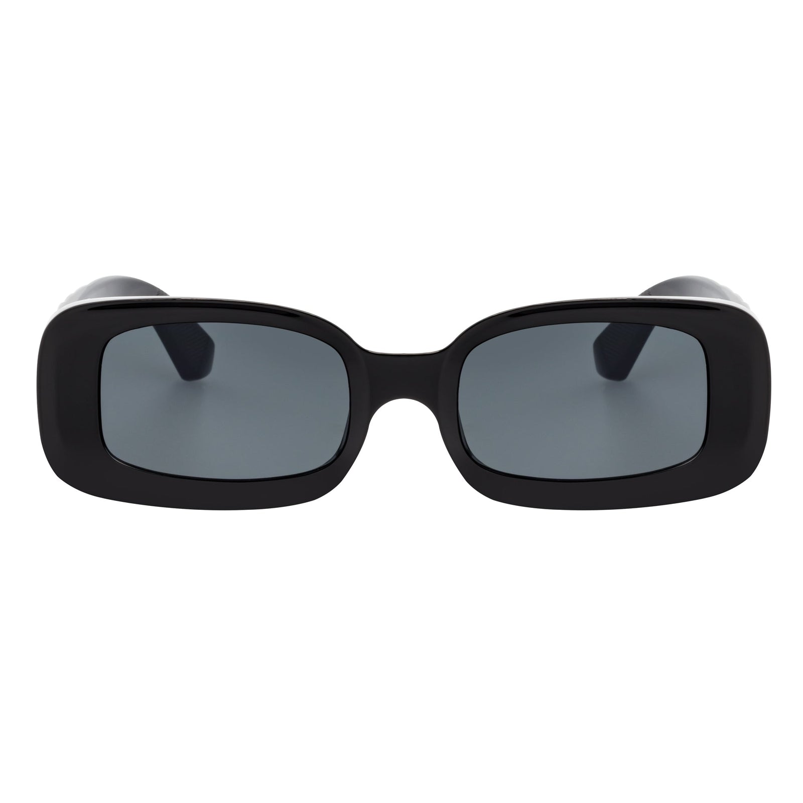 ASHER - Small Thick Frame Rectangle Sunglasses 90s Fashion Black Smoke