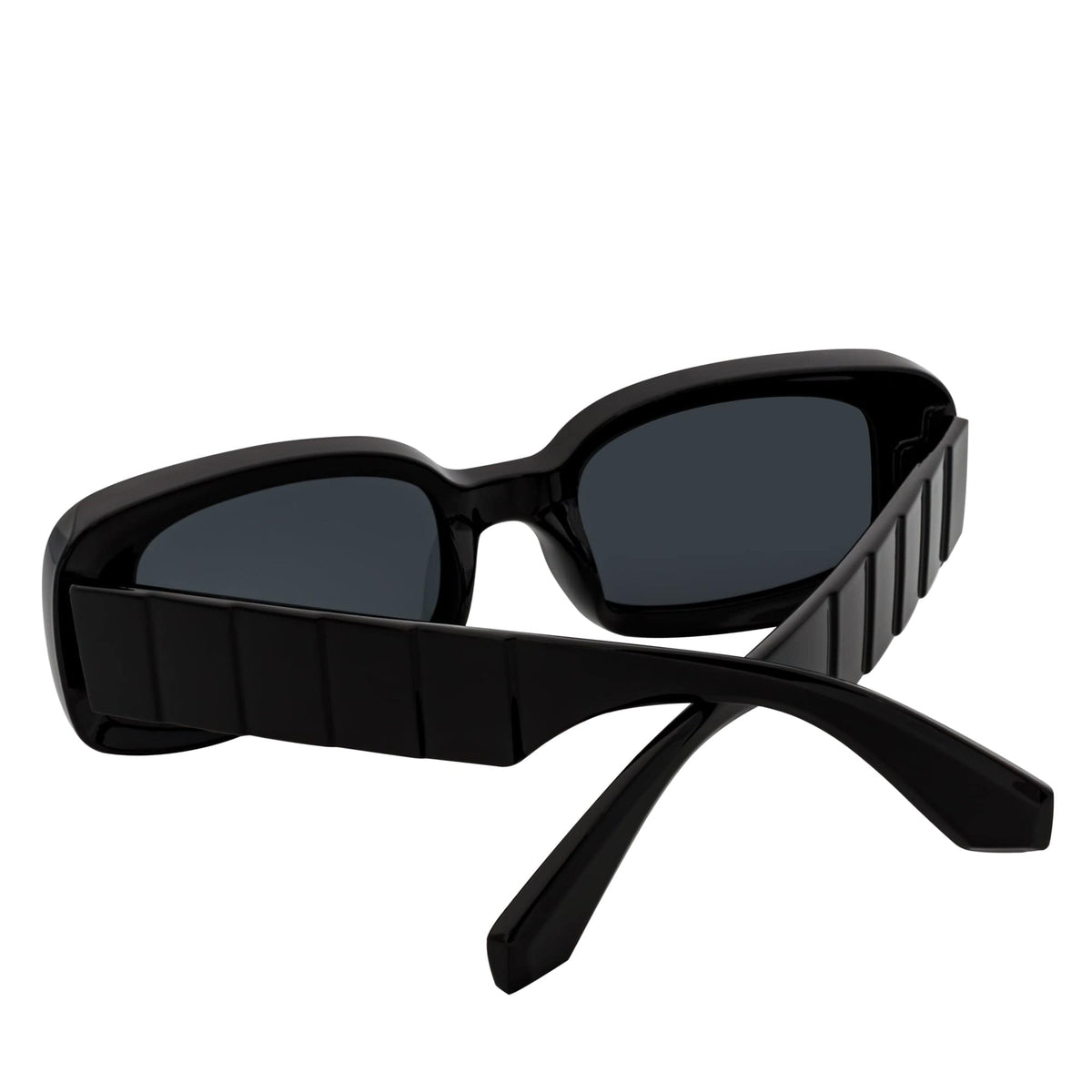 ASHER - Small Thick Frame Rectangle Sunglasses 90s Fashion Black Smoke - MorspecsM1099 - 1