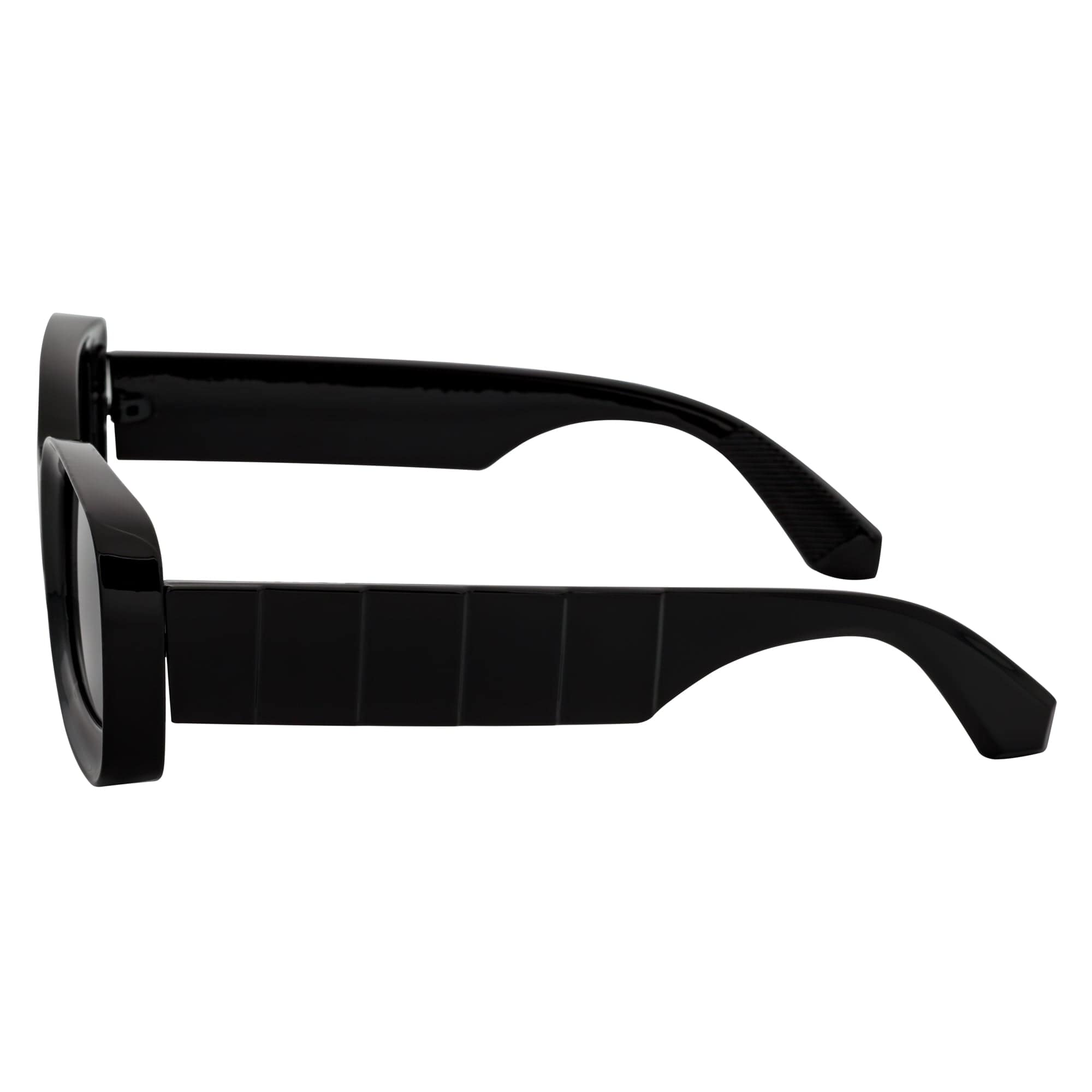 ASHER - Small Thick Frame Rectangle Sunglasses 90s Fashion Black Smoke