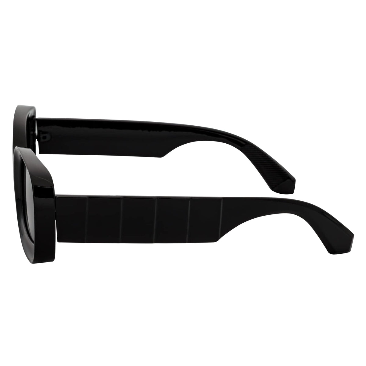 ASHER - Small Thick Frame Rectangle Sunglasses 90s Fashion Black Smoke - MorspecsM1099 - 1