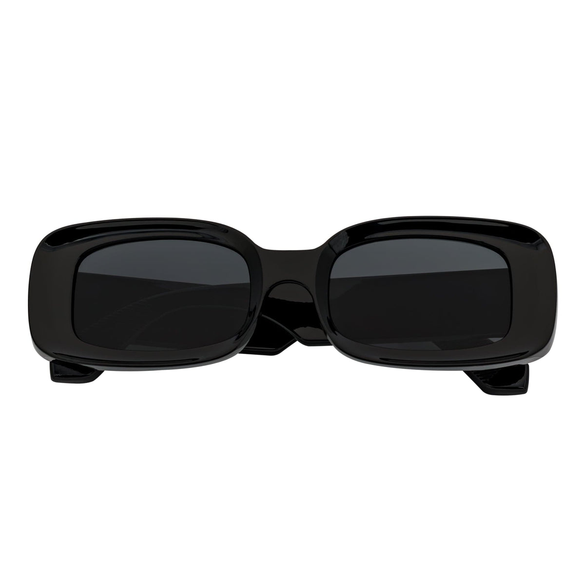 ASHER - Small Thick Frame Rectangle Sunglasses 90s Fashion Black Smoke - MorspecsM1099 - 1