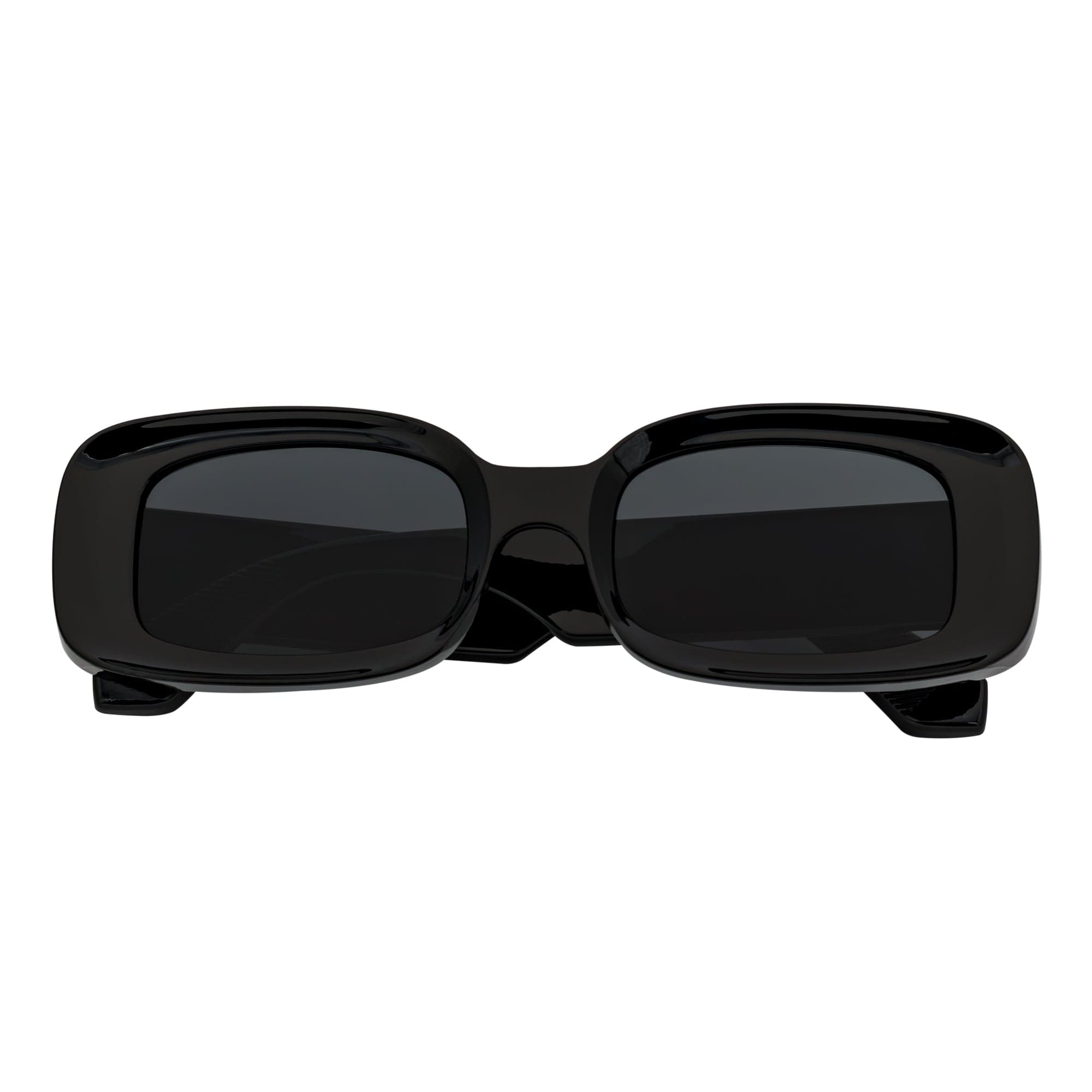 ASHER - Small Thick Frame Rectangle Sunglasses 90s Fashion Black Smoke - MorspecsM1099 - 1