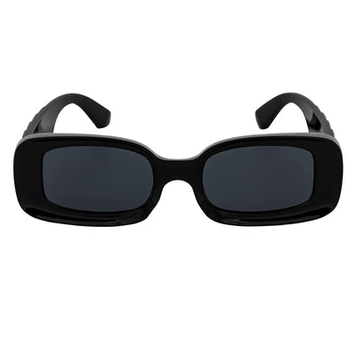 ASHER - Small Thick Frame Rectangle Sunglasses 90s Fashion Black Smoke
