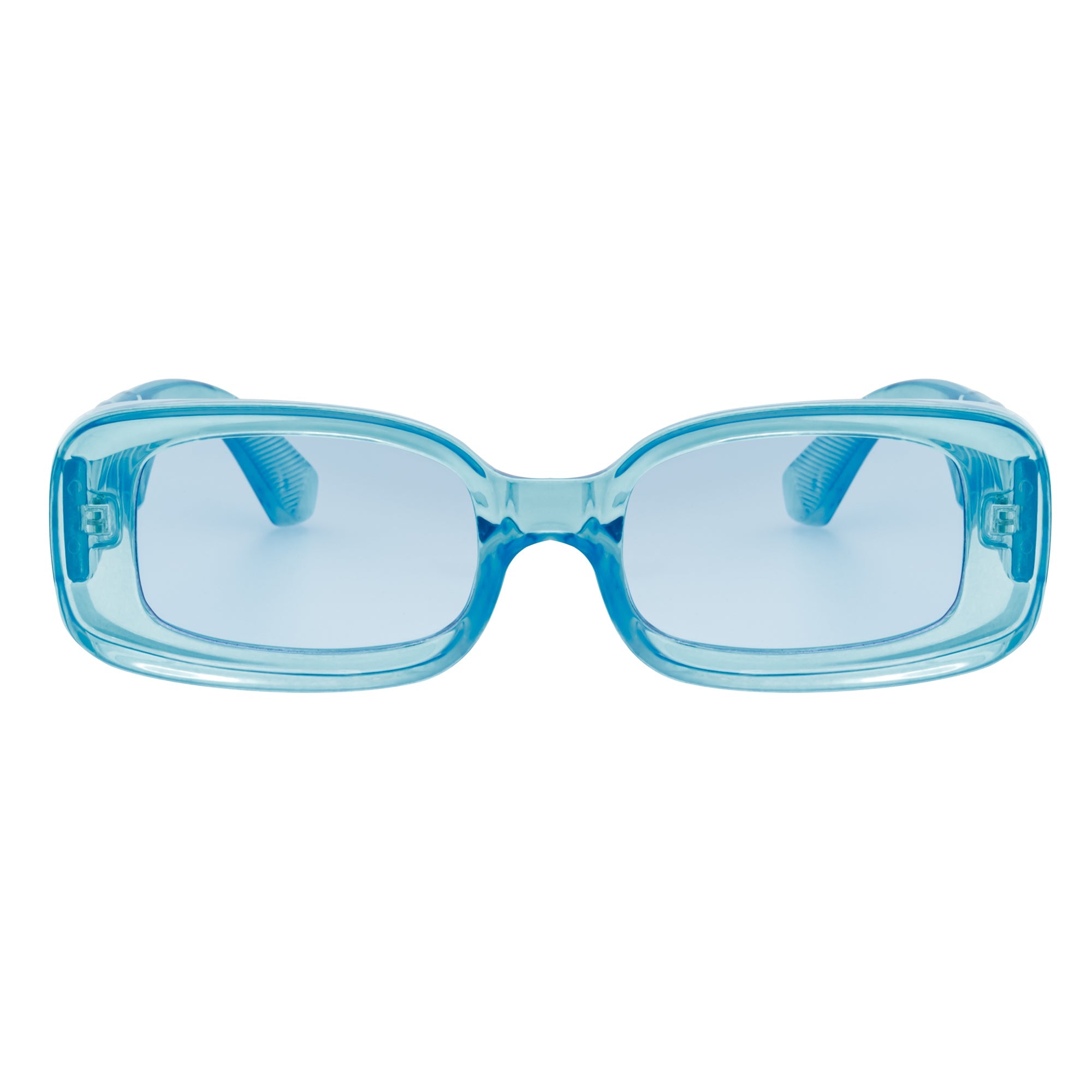 ASHER - Small Thick Frame Rectangle Sunglasses 90s Fashion Clear Blue