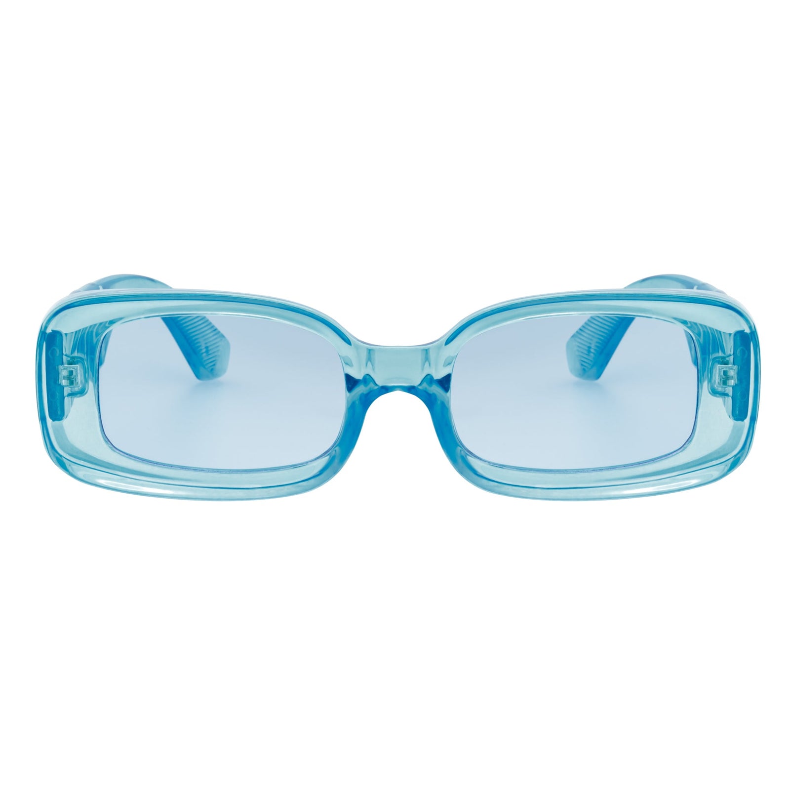 ASHER - Small Thick Frame Rectangle Sunglasses 90s Fashion Clear Blue
