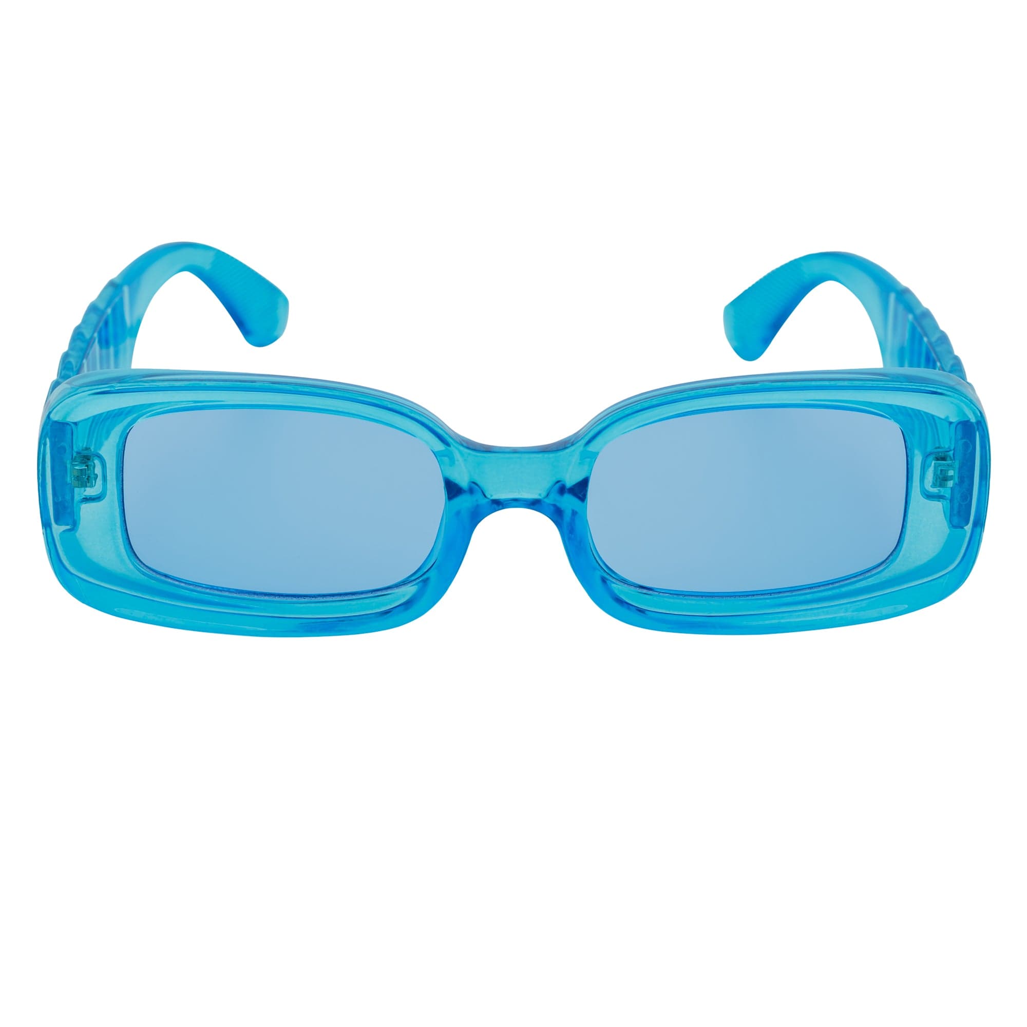 ASHER - Small Thick Frame Rectangle Sunglasses 90s Fashion Clear Blue