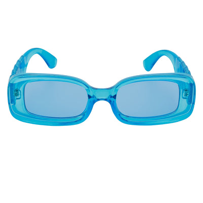 ASHER - Small Thick Frame Rectangle Sunglasses 90s Fashion Clear Blue