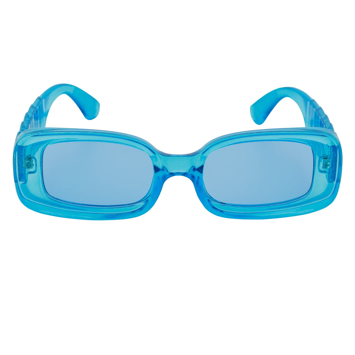 ASHER - Small Thick Frame Rectangle Sunglasses 90s Fashion Clear Blue - MorspecsM1099 - 3