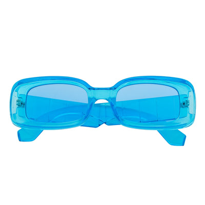 ASHER - Small Thick Frame Rectangle Sunglasses 90s Fashion Clear Blue